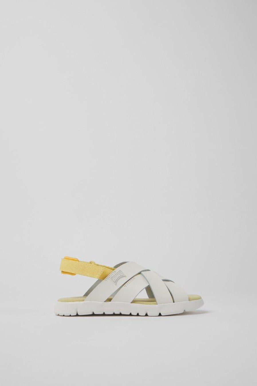 Camper Witte Kindersandalen Van Stof En Leer