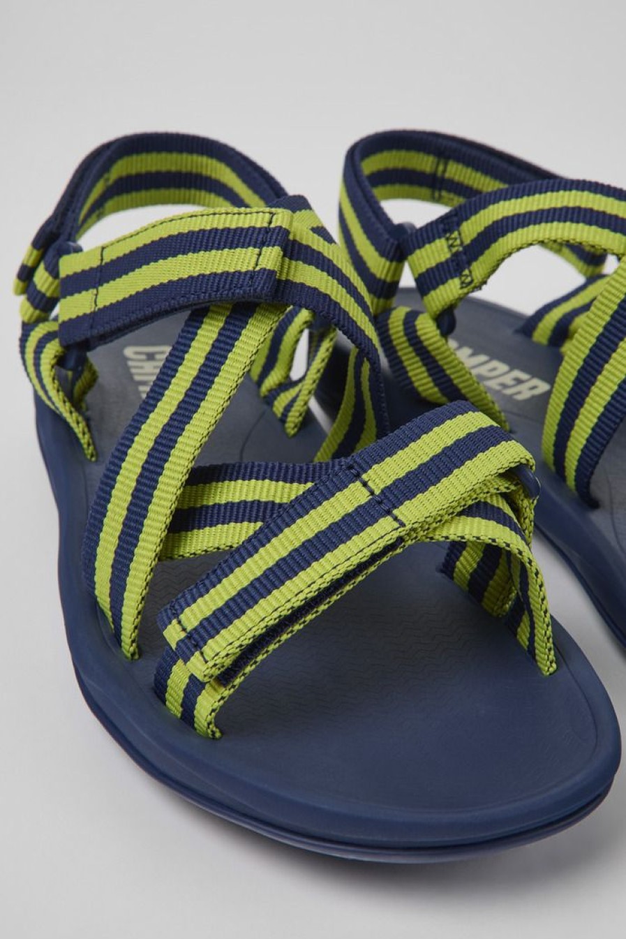 Camper Blauw-Gele Stoffen Herensandalen