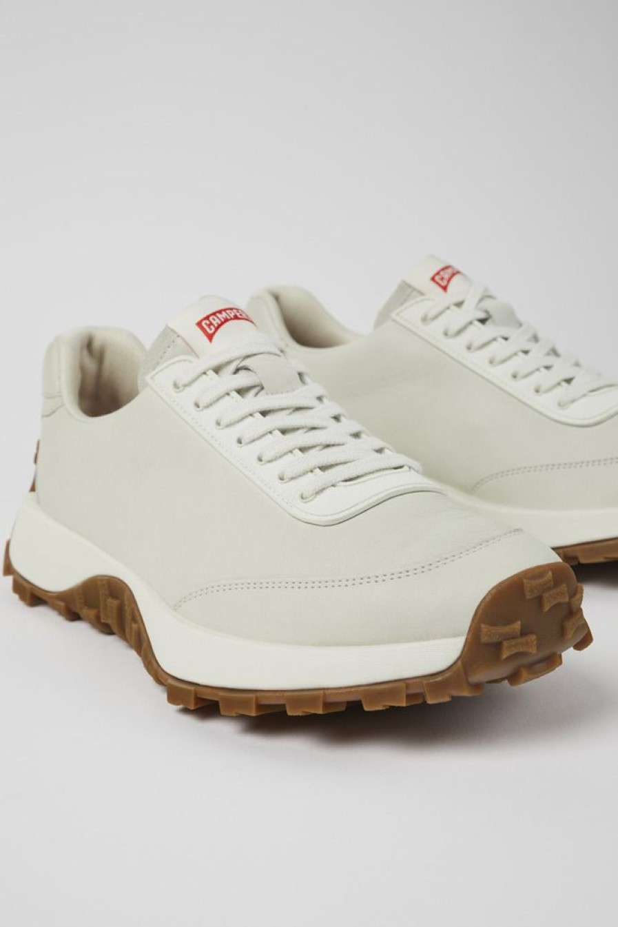 Camper Witte Herensneakers Van Ongeverfd Leer