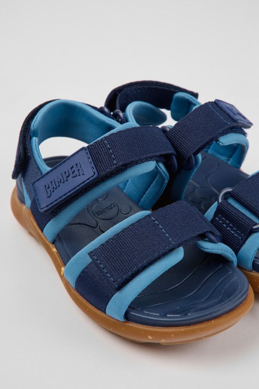 Camper Blauwe Stoffen Kindersandalen