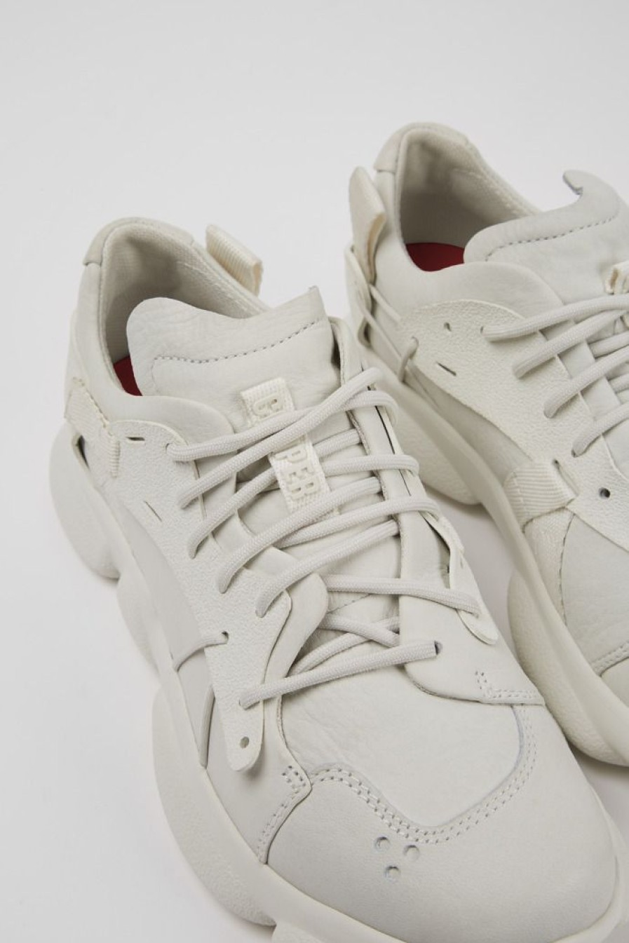 Camper Witte Damessneakers Van Ongeverfd Leer