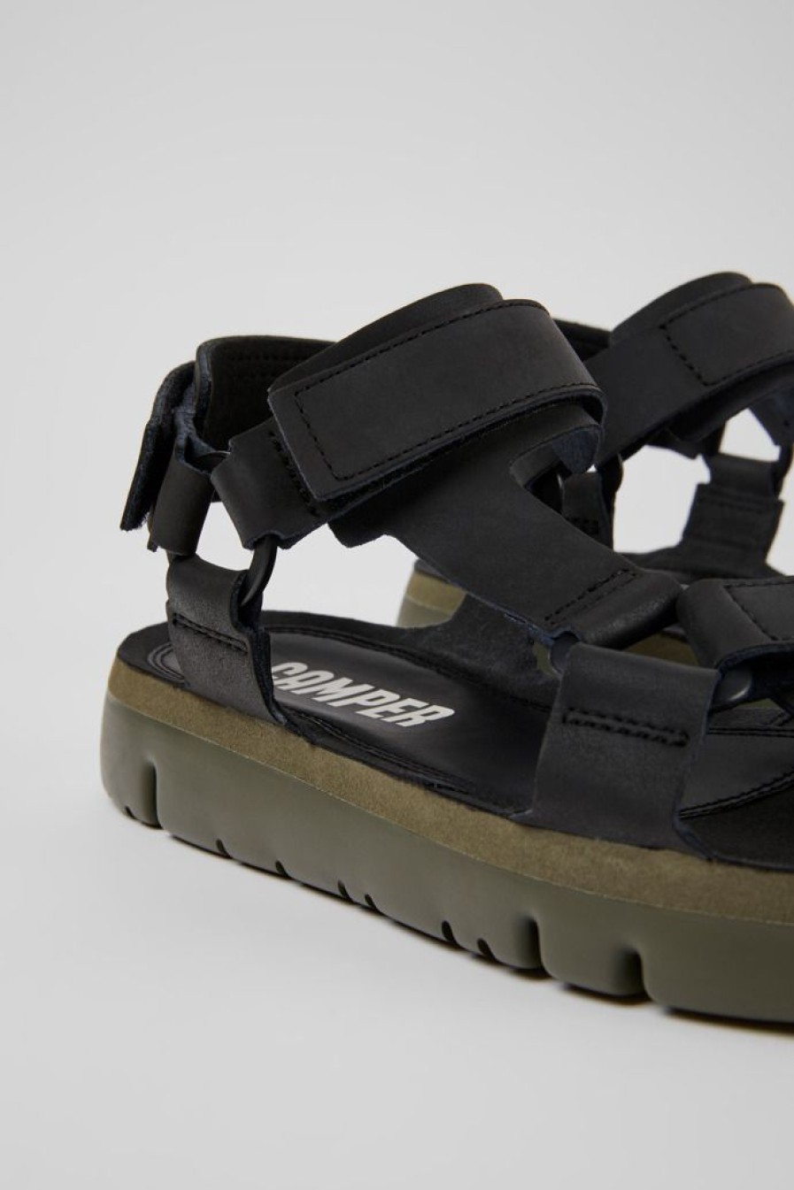 Camper Zwarte Leren Herensandalen