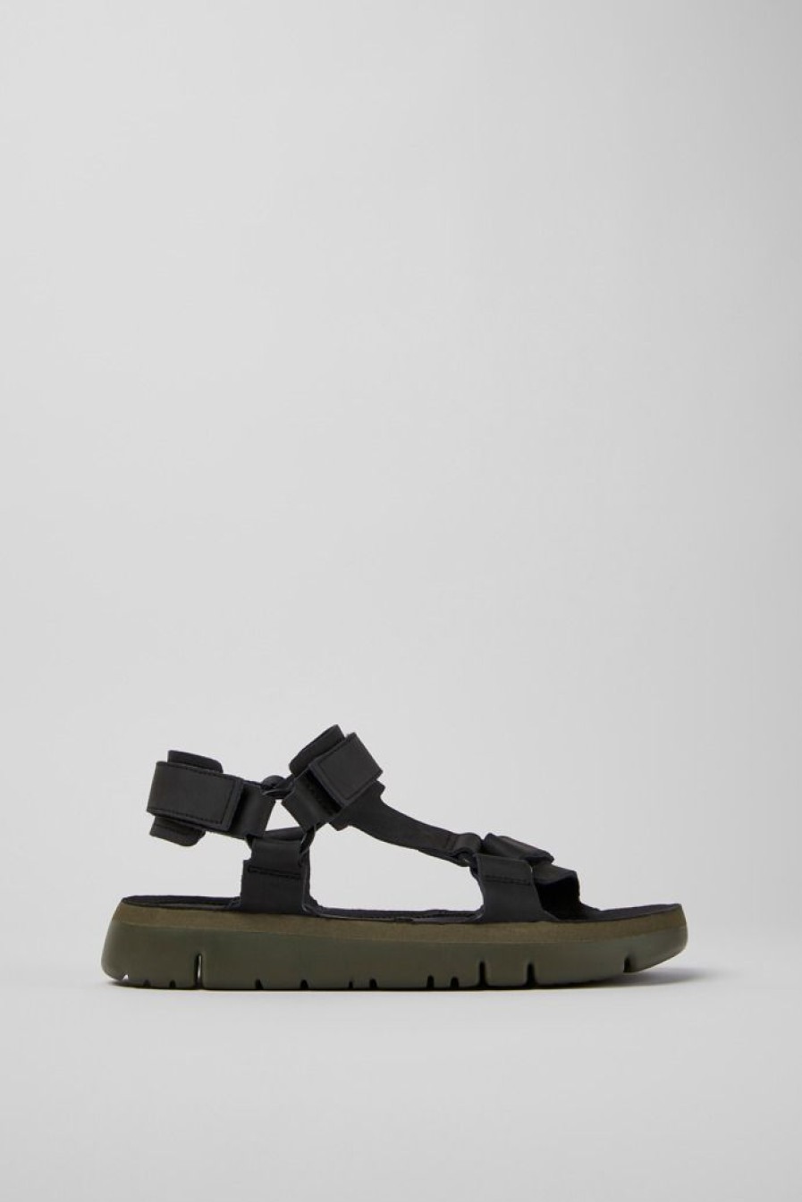 Camper Zwarte Leren Herensandalen