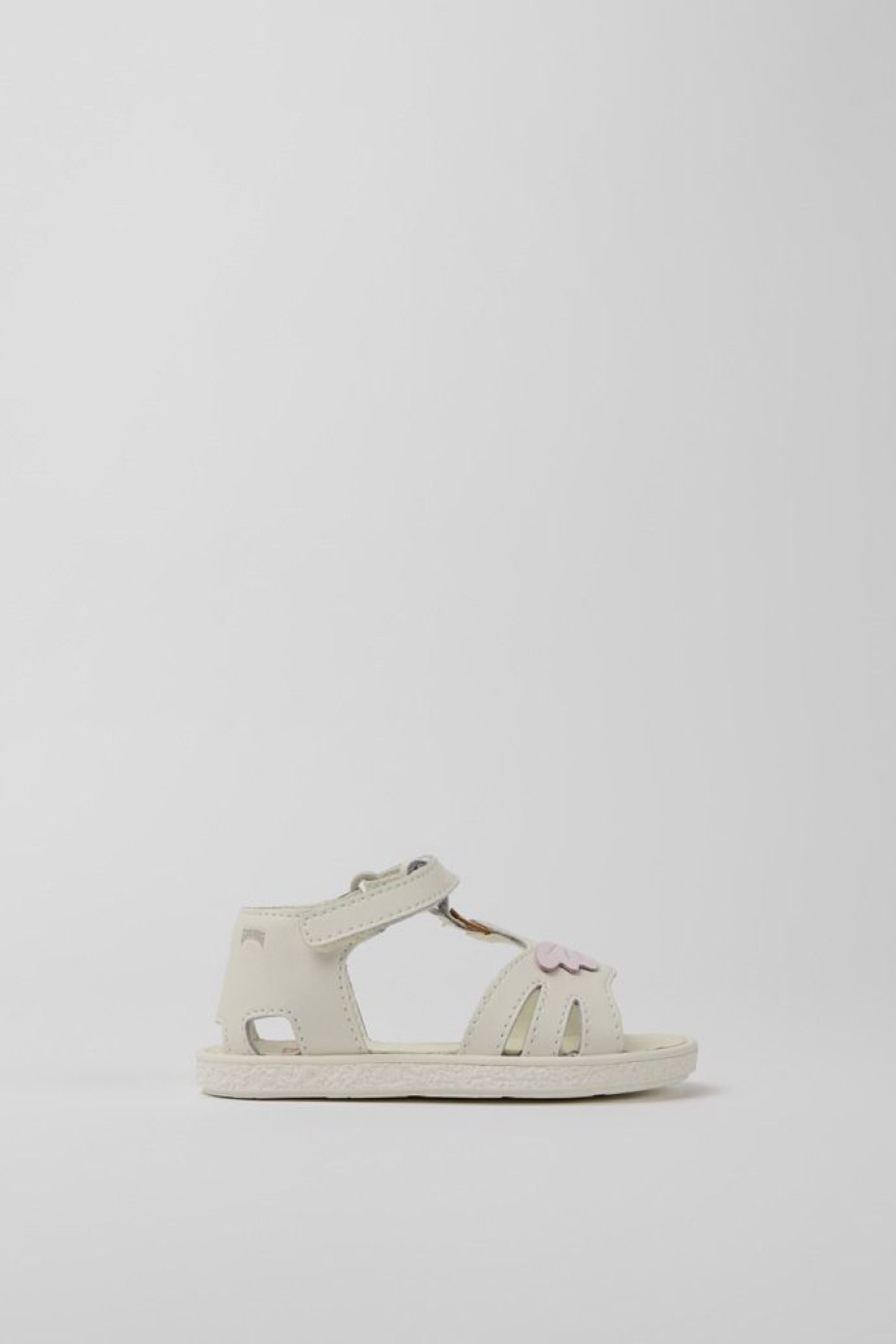 Camper Witte, Roze En Gele Leren Sandalen