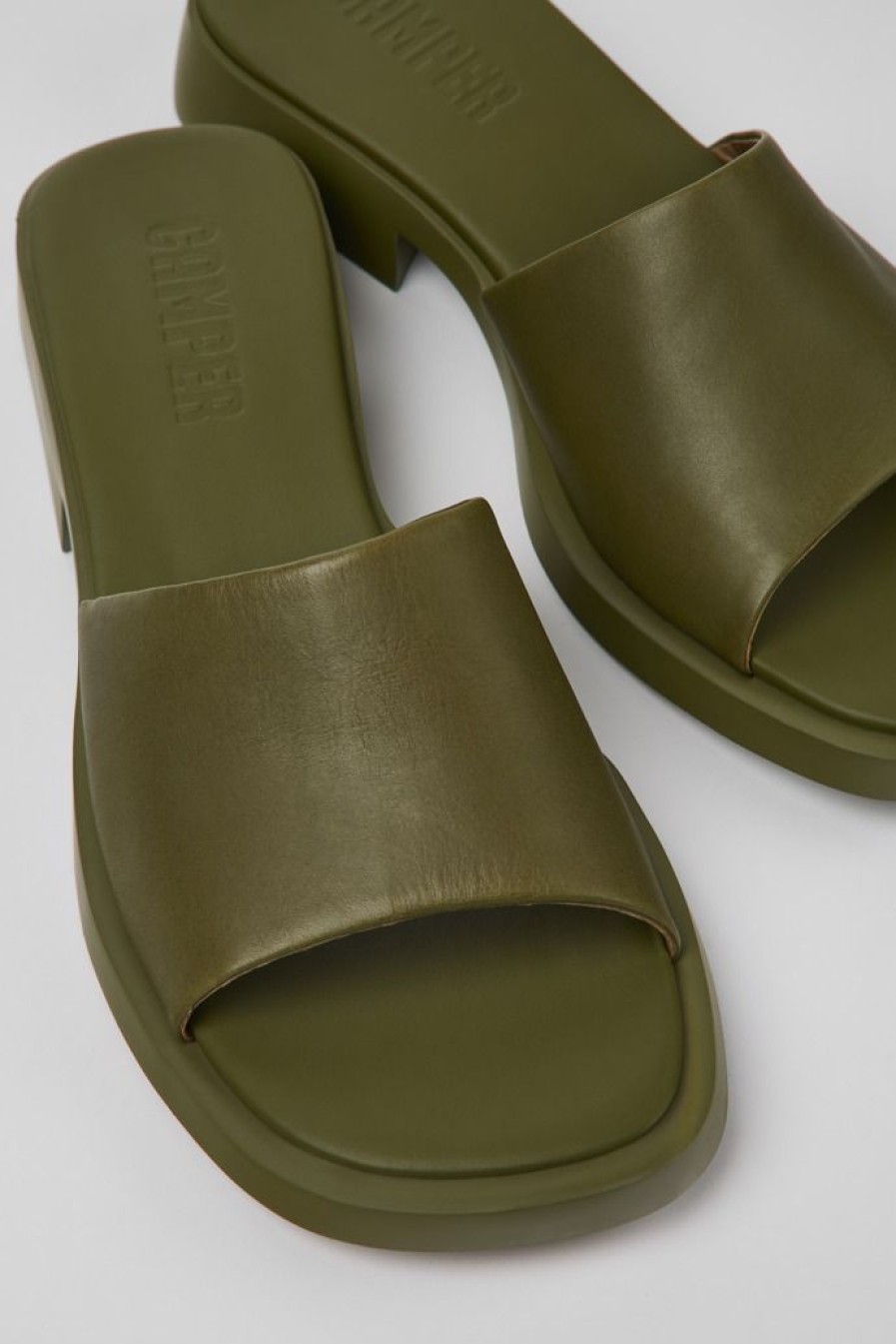 Camper Groene Leren Slipper Voor Dames