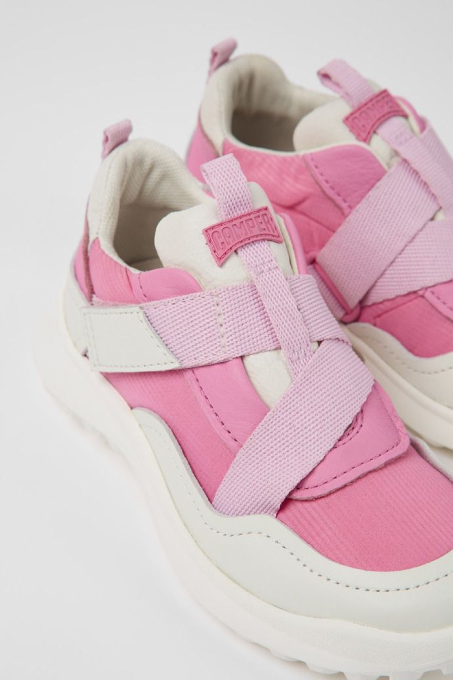 Camper Roze Kindersneakers Van Leer En Stof