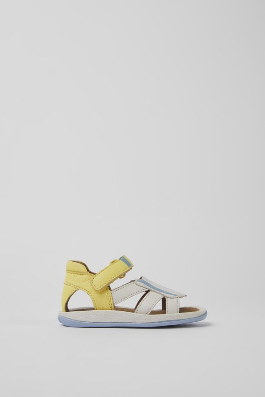 Camper Geel-Witte Leren Kindersandalen