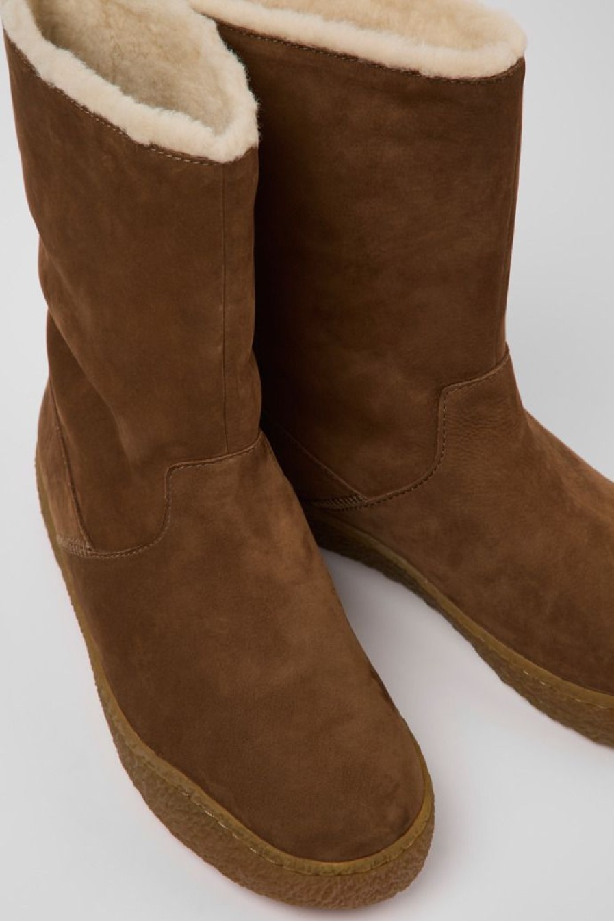 Camper Bruine Nubuck Enkellaarzen Voor Dames