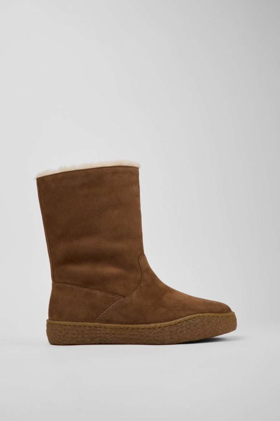 Camper Bruine Nubuck Enkellaarzen Voor Dames