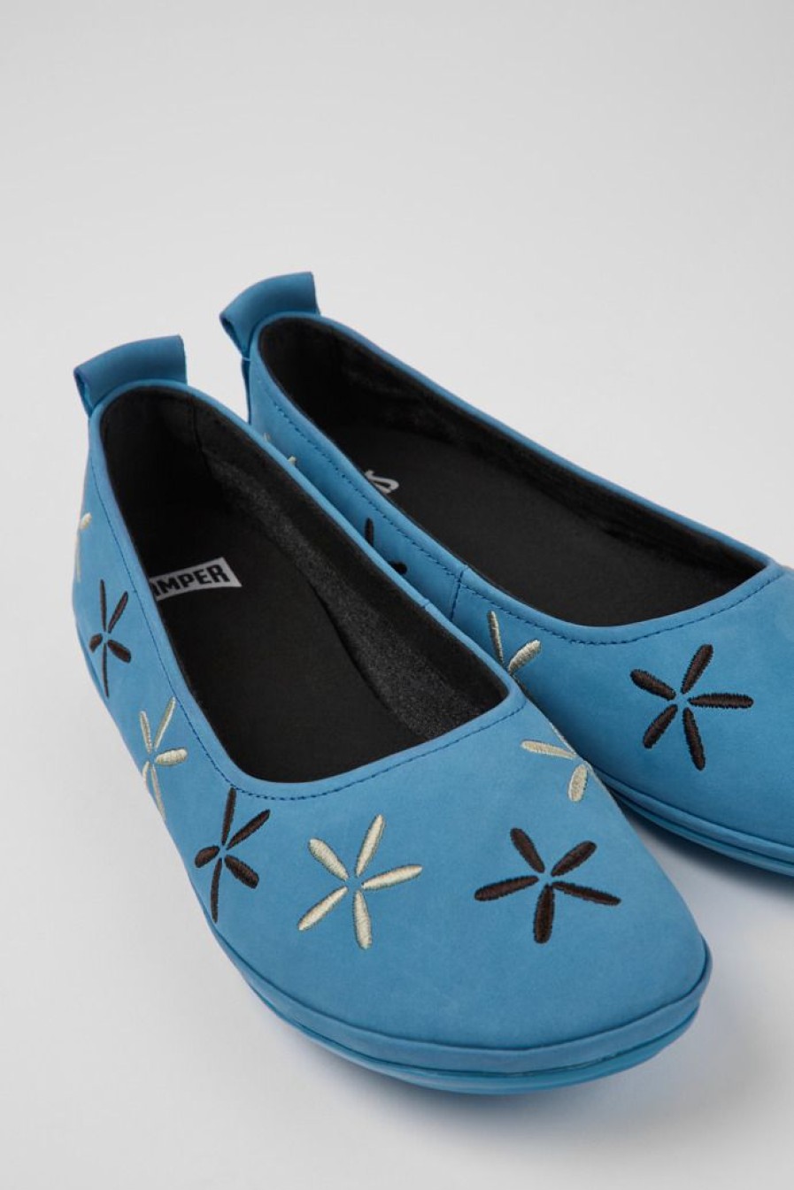 Camper Blauwe Nubuck Ballerina'S Voor Dames