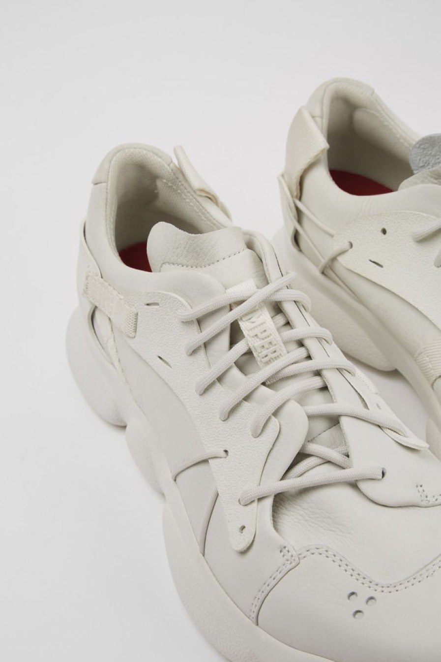 Camper Witte Herensneakers Van Ongeverfd Leer