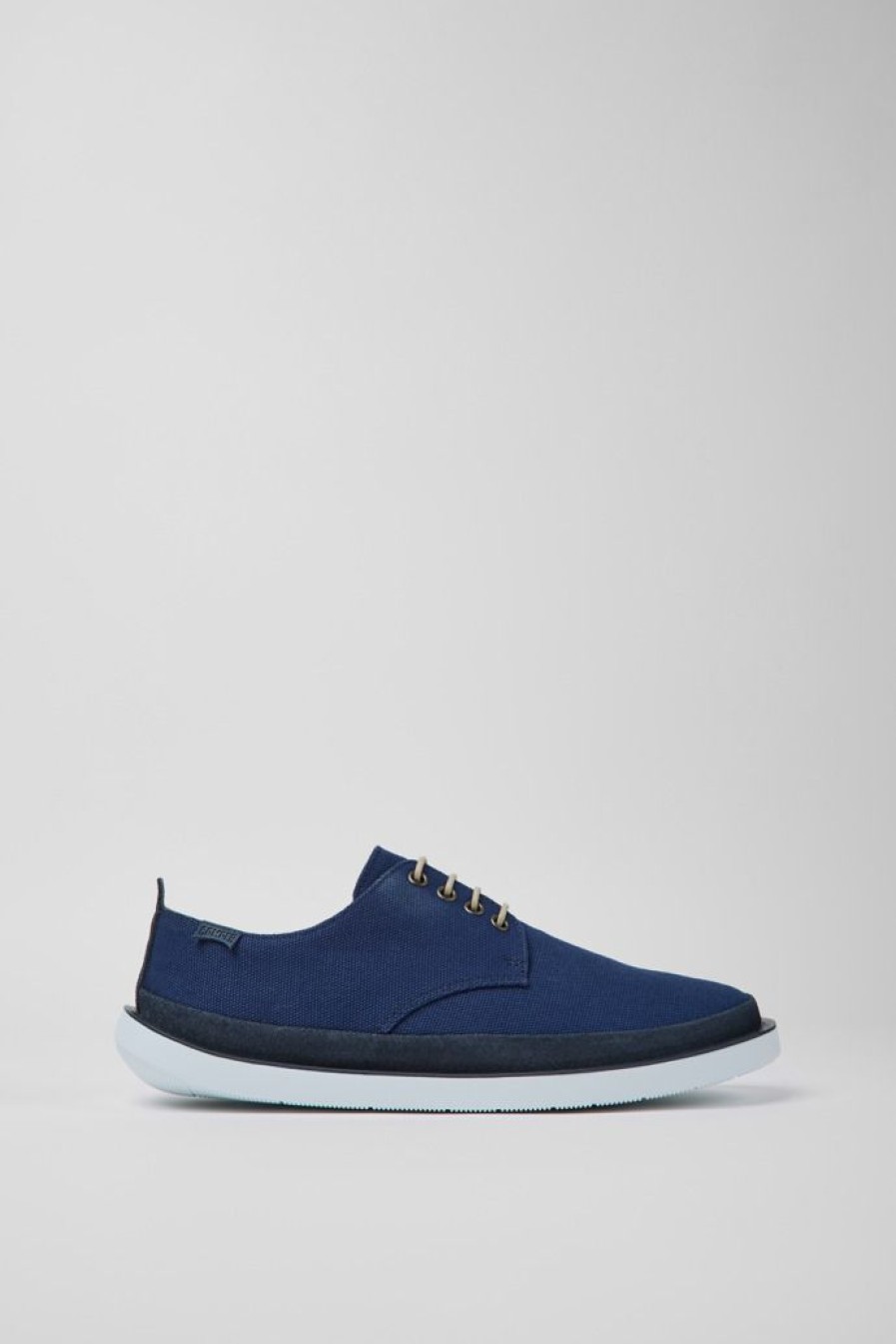 Camper Blauwe Stoffen En Nubuck Herenschoenen