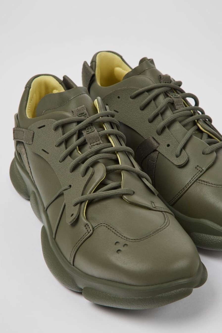 Camper Groene Stoffen En Leren Herensneakers