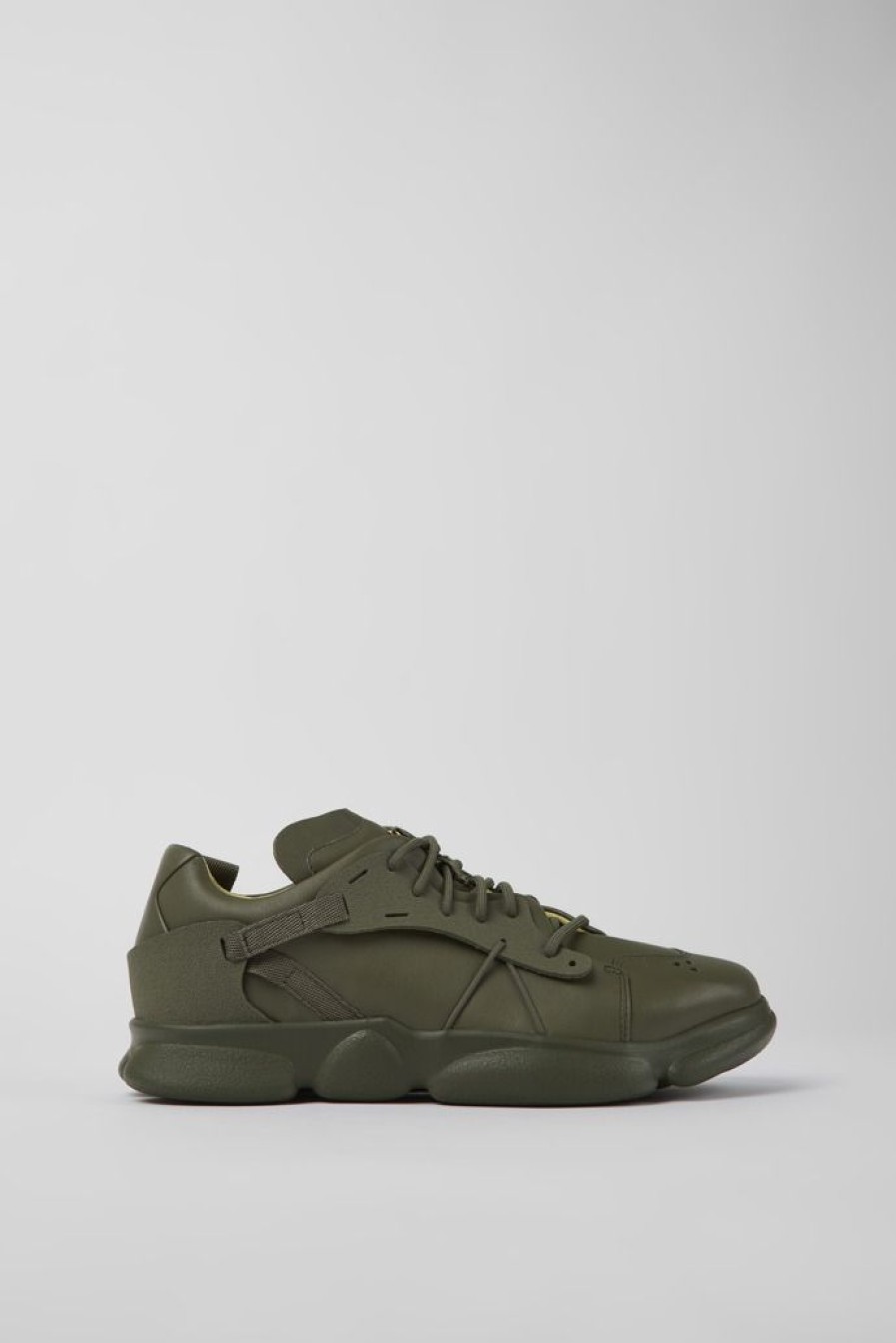 Camper Groene Stoffen En Leren Herensneakers