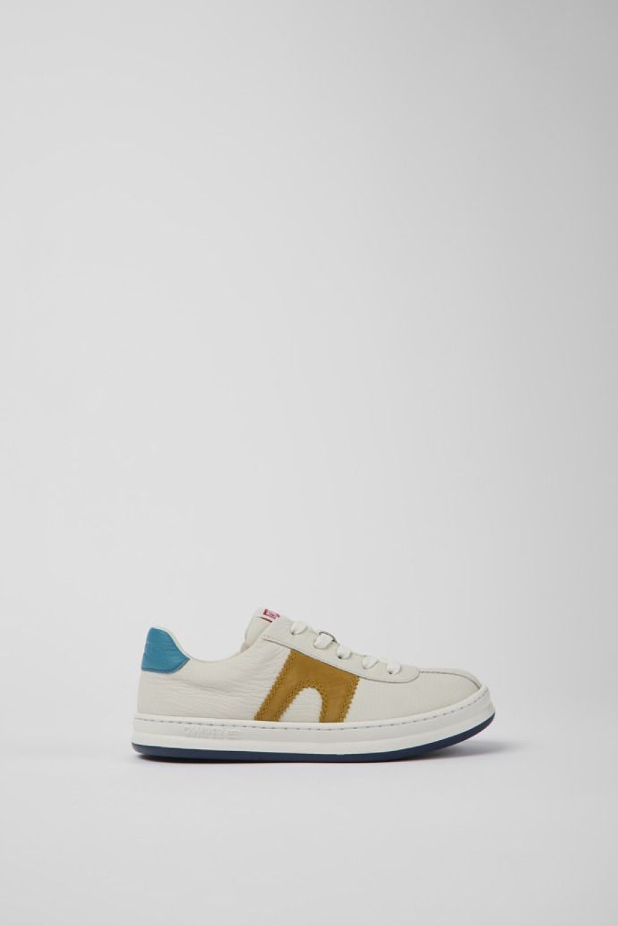 Camper Witte Leren En Nubuck Kindersneakers