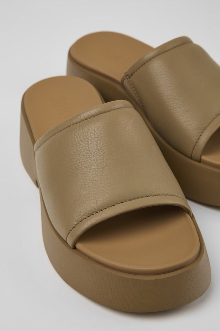 Camper Bruine Leren Slipper Voor Dames