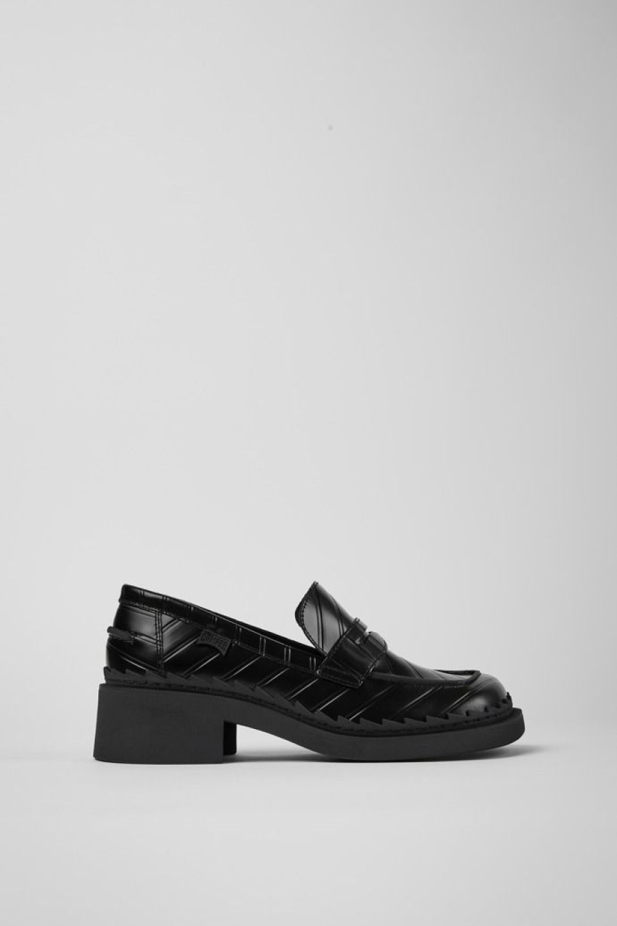 Camper Zwarte Leren Damesloafers