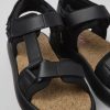 Camper Zwarte Leren En Stoffen Herensandalen