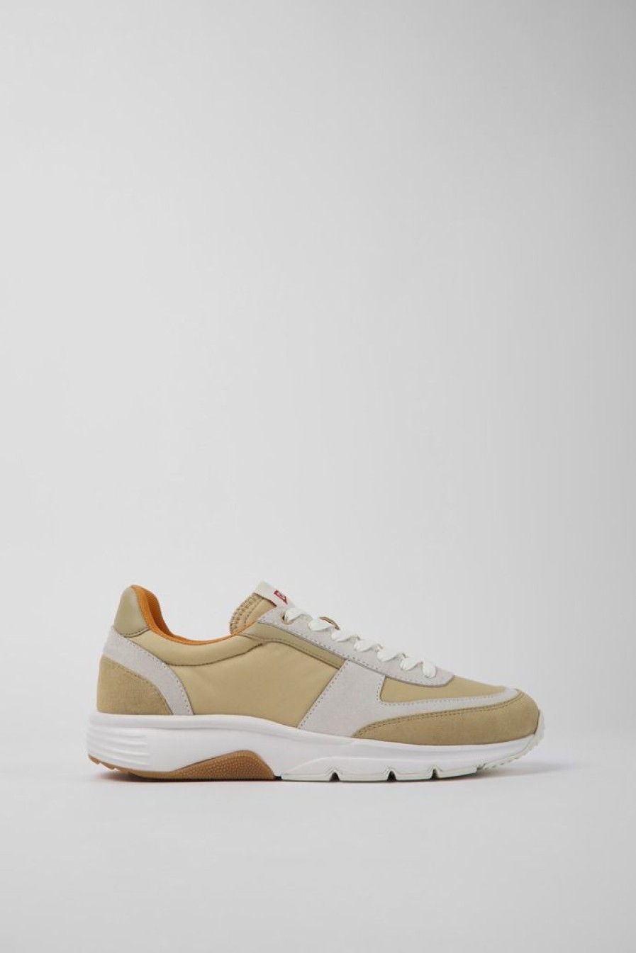 Camper Beige En Witte Nubuck Herensneakers