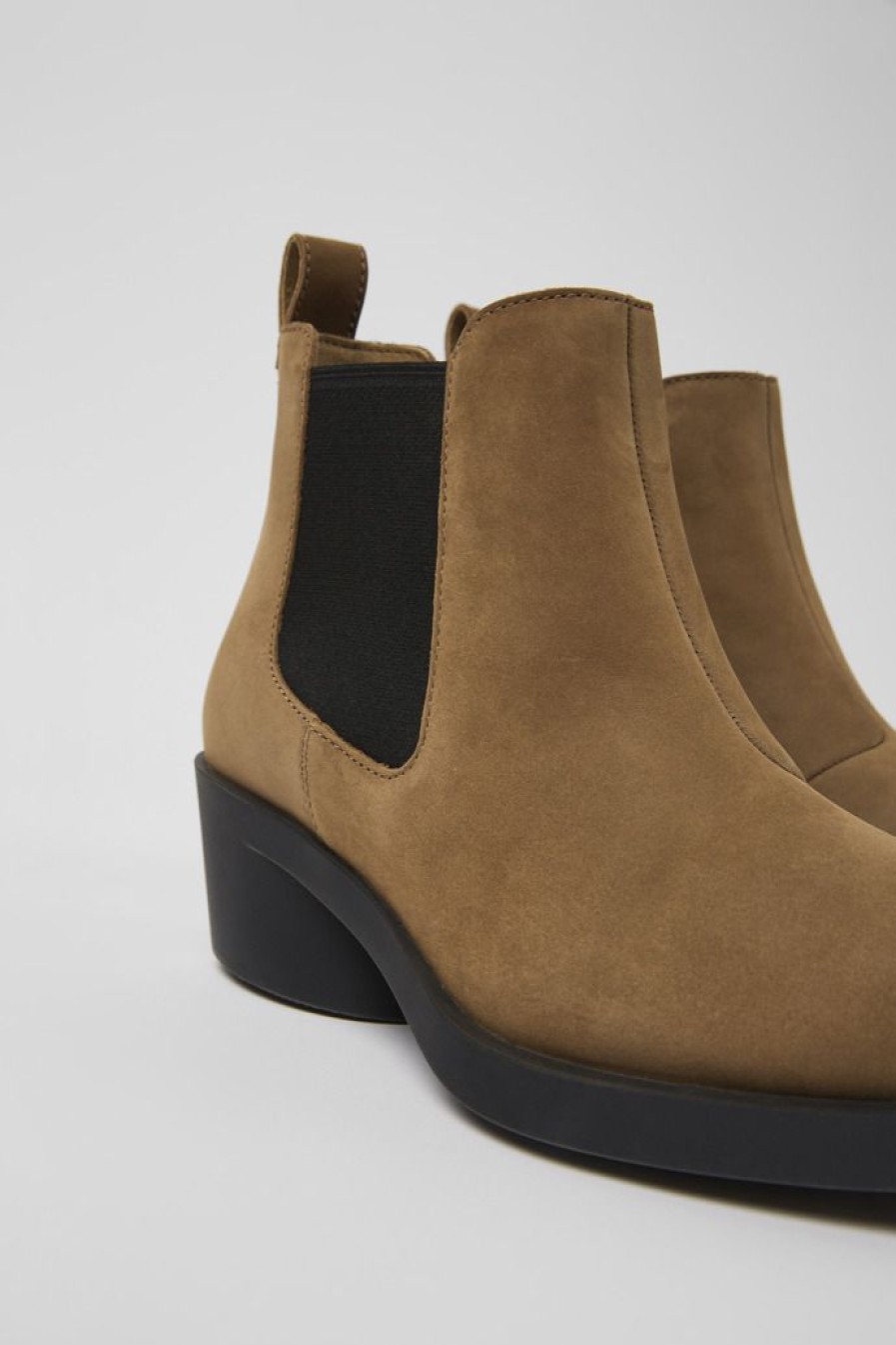 Camper Bruine Nubuck Enkellaarzen Voor Dames