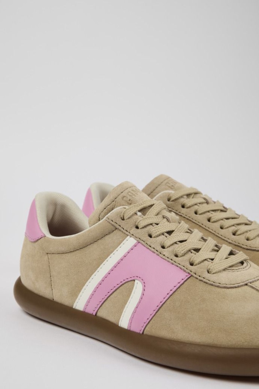 Camper Beige Nubuck/Leren Sneaker Voor Dames