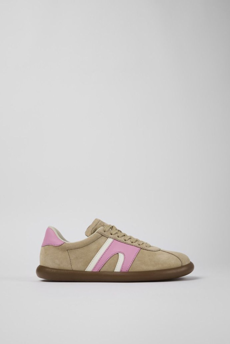 Camper Beige Nubuck/Leren Sneaker Voor Dames