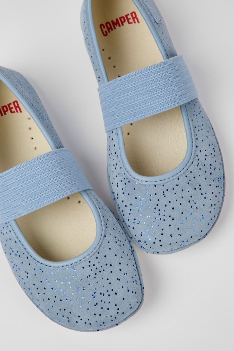 Camper Blauwe Nubuck Kinderballerina'S