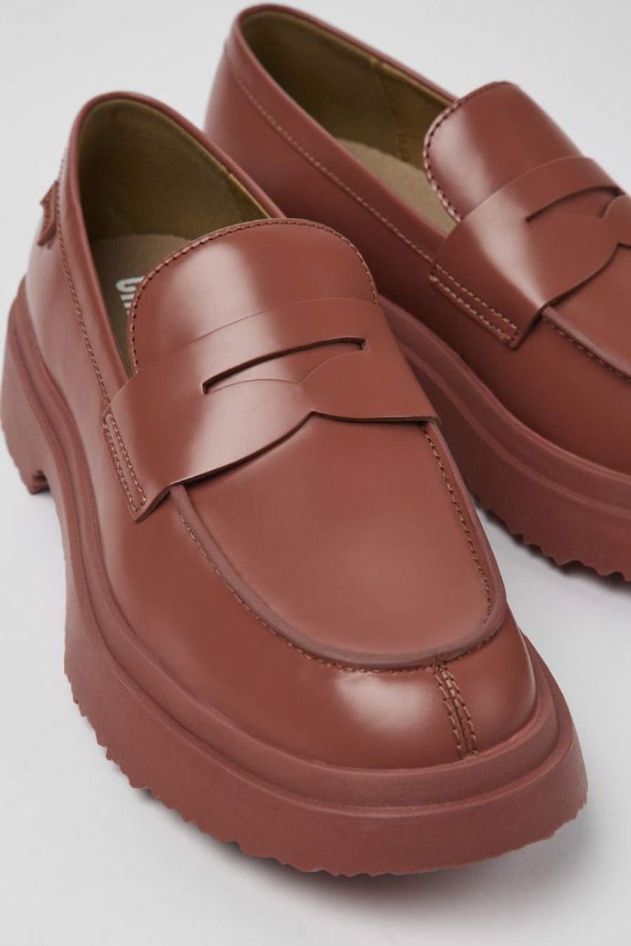 Camper Rode Leren Damesloafer